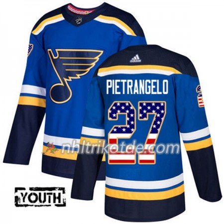 St. Louis Blues Trikot Alex Pietrangelo 27 Adidas 2017-2018 Blau USA Flag Fashion Authentic - Kinder